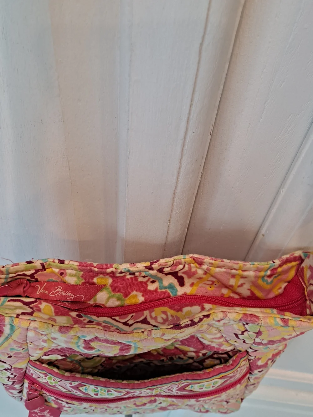 Vera Bradley Capri Melon Pink Multi Quilted Paisley Retired Cotton Crossbody - Picture 8 of 10